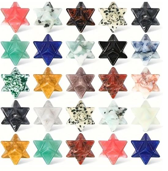Merkaba Star Crystal Worry Stone Bulk 0.78 Inch  -1pc Assorted