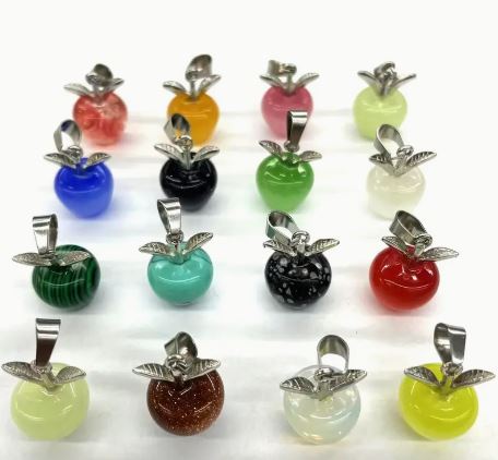 Natural Stone Apple Pendant-1 pc Random