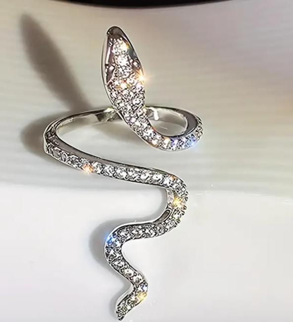 1 PC Wrap Ring Snake Design Paved Shining Rhinestone, Adjustable
